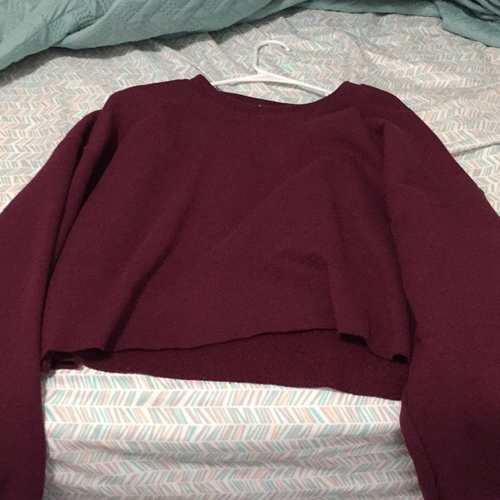 Maroon long sleeve crop top